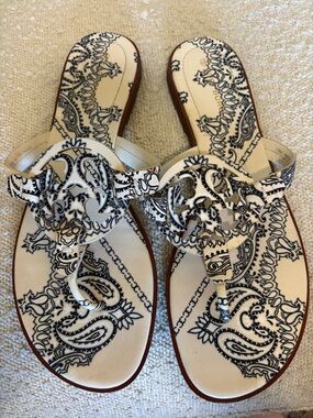 Tory Burch Miller Sandal Cream and Black Printed